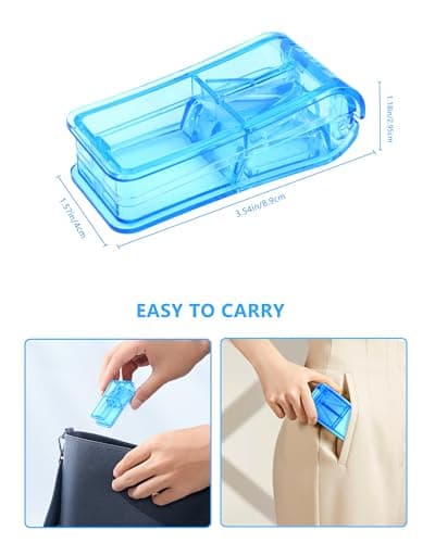 Pill Cutter Splitter for Small and Tiny Pills Best Pill Cutter Splitter 1/4 Vitamins Pill Splitter Cuts with Shield Medicine Tablet Cutter Doubles as a Pill Organizer - Thumbnail 2