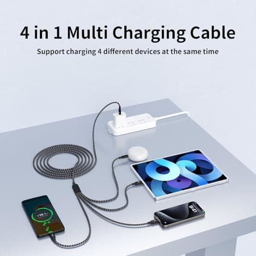 USB C Splitter Multi Charging Cable, Dual Type C Charger Cord,4 in 1 Multiple Nylon Braided Cable with 4 Type-C Connectors Compatible with iPhone 15 Pro Max/Galaxy/Tablets/Google-1Pack 5FT. - Thumbnail 5