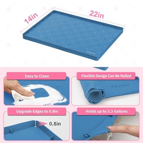 Sdpeia Under Sink Mat 22"×14" Waterproof Silicone Cabinet Liner & Sink Protector for Kitchen & Bathroom, Multi-Purpose Organizers Tray for Pets, Laundry, Cat Litter Mat - Thumbnail 5
