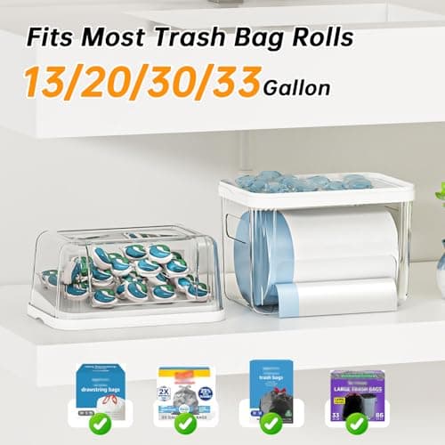 2-in-1 Trash Bag Holder Laundry & Dishwasher Pods Container,Garbage Bag Dispenser with Removable Lids,Kitchen Organizer and Under Sink Storage Box - Thumbnail 4