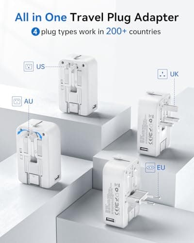 DOACE Pico Travel Adapter PD 45W, 5-Port Universal Power Adapter 1 AC, 2 USB C and 2 USB-A, International Plug Adaptor Worldwide for US to European UK Italy Spain New Zealand Over 200 Countries - Thumbnail 3