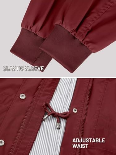 PITINAN Rain Jacket Womens Waterproof with Hood Rain Coats For Adults Women Lightweight Waterproof Rain Jacket For Women Wine Red XL - Thumbnail 5