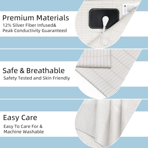 Grounding Sheets with 88% Organic Cotton & 12% Silver Fiber, Grounding Sheets Queen Size, Conductive Earthing Sheet for Better Sleep, Stress Relief (60.2"x 80"x 15" White) - Thumbnail 2