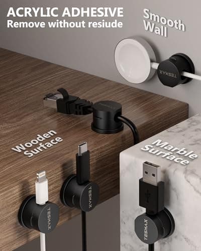 Magnetic Cord Holder 360°Rotation Cord Organizer, 6Pack Cable Clips [1s Lock] Adhesive Cable Management Desk Organizers and Accessories, Phone Charging Wire Holder for Nightstand,Car,Home Office - Thumbnail 4