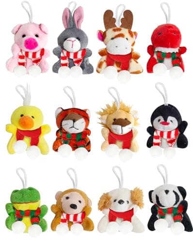 CUTEHO 12 Pcs Christmas Mini Stuffed Animals，Bulk Xmas Small Plush Animal Toys for Christmas Tree Decor Stocking Fillers Christmas Party Favors Gift - Image 1