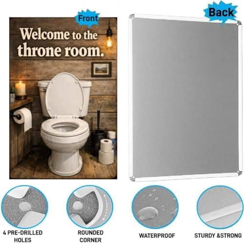 Welcome To Throne Room Bathroom Humor Metal Tin Sign Rustic Toilet Wall Decor Funny Restroom Quote Plaque Vintage Farmhouse Bar Home 8x12 Inch Pre Drilled Hanging Art Man Cave Gift Office Pub Cabin - Thumbnail 5
