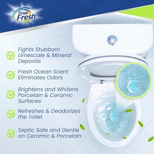 True Fresh Toilet Bowl Cleaner Tablets 26 Pack – Deodorizer & Septic Safe – Deep Cleaning, Odor Eliminator, Stain Remover for Long-Lasting Freshness – Fresh Ocean Scent - Thumbnail 2