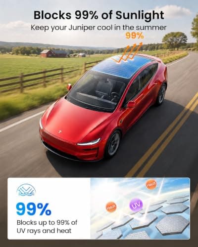 ONIONDUOLA Sunshade Roof for Tesla Model Y Juniper, UV-Resistant Sun Protection Cover, Easy Installation, Interior Preservation，Black - Thumbnail 3