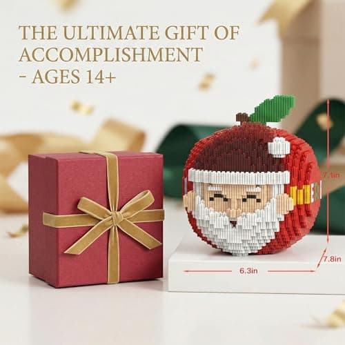 SehrKlug 7.1" Christmas Apple Micro Building Blocks Set, Challenging DIY Model Kit for Adults, Ages 14+ - Collectible Home Decor - Relaxing Activity, Keep Busy, Gift Idea for Birthdays, Christmas - Thumbnail 6