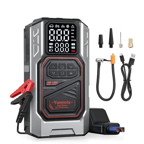 Yunvolx Jump Starter with Air Compressor, 3000A 12V Portable Car Emergency Jump Starter (for 9L Gasoline / 8L Diesel Engines), Equipped with USB Output, Storage Box, and LED Flashlight - Image 1