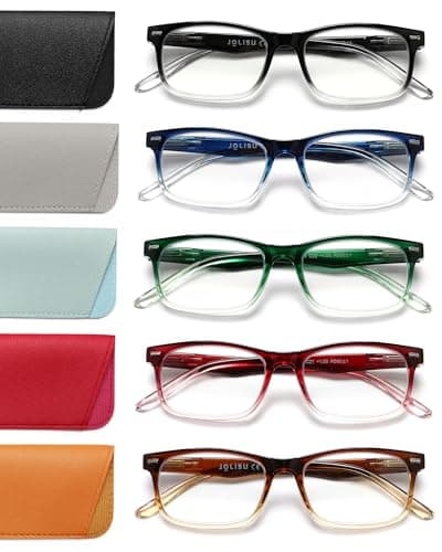 JOLISU 5 Pack Reading Glasses For Women,Spring Hinges, Sturdy and Durable (1.75) - Image 1