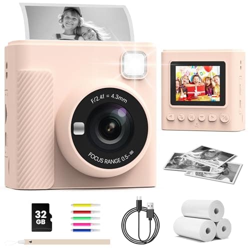 TIATUA Kids Instant Print Camera, Christmas Birthday Gifts for Girls and Boys, 1080P HD Video Digital Kids Camera with Print Paper & 32G Card, Toddler Toy for 3-14 Years Old (Brown) - Image 1