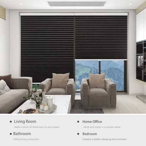 Changshade Cordless Blackout Cellular Shades for Indoor Windows Doors, Black Out Room Darkening HoneyComb Blinds Thermal Insulated 1.5 Inch Cell for Home, Bedroom, Bathroom, Nursey, 22"W×64"H, Black - Thumbnail 4