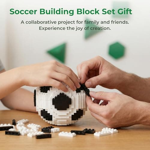 JZLiner 3D Soccer Ball Building Block Set 850Pcs Challenging STEM Ball Toys for Ages 14 and Above Adults Home Alone Birthday Gift - Thumbnail 5