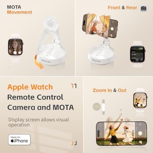 COMITOK Magnetic Auto Face Tracking Stand Tripod MOTA for iPhone Follows Your Movement Hands-Free Video Recording with 360 Degree Holder for Livestreaming, Vlog, Support Tiktok, YouTube - White - Thumbnail 6