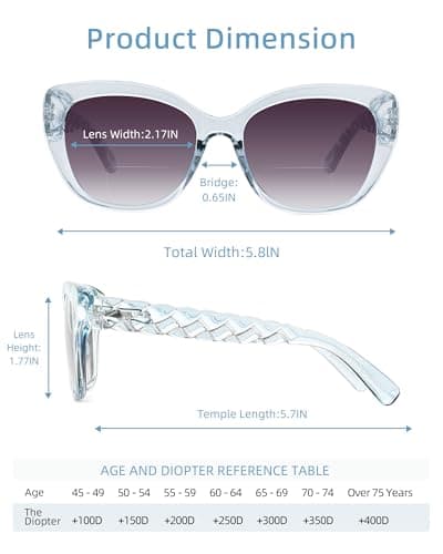 LADEESSE Reading Sunglasses for Women - Stylish Bifocal Sunglasses with Readers Built-in - UV400 Protection - 2 Pack +1.0 - Thumbnail 5