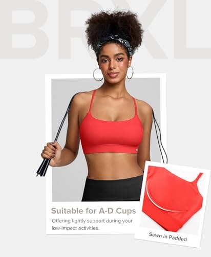 BRXL Sports Bras for Women Low Impact Y Back Sports Bras Sewn in Pads Sport Bras Adjustable Straps Sport Bras Red XXL - Thumbnail 3