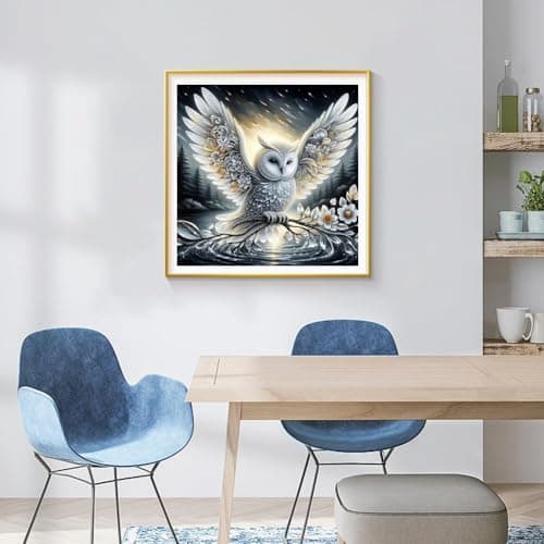 ijbnhd Owl Diamond Art Kits for Adults, Owl Diamond Painting Kits for Adults, DIY Full Drill Gem Art Crystal Rhinestone for Wall Home Decor 14X14inch - Thumbnail 4