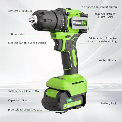 Brushless Cordless Drill Set,12V Power Drill Set with Battery and Charger, Electric Driver/Drill Bits, 3/8'' Keyless Chuck,20+1 Torque Setting, 300 inch-lbs, with LED Electric Drill Set - Thumbnail 3