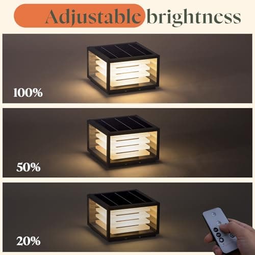 VZVI Glass Solar Post Lights Outdoor, 11.8" Large Solar Pillar Lights Outdoor Waterproof, 3000K LED Column Light Outside, Dusk to Dawn Column Lamp, Modern Pillar Light for Entrance Posts (1 Pack) - Thumbnail 6