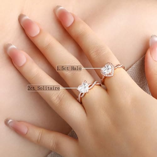 2CT Heart Moissanite Solitaire Engagement Ring for Women Promise Ring 4.5 - Thumbnail 5