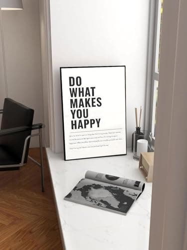 Motivational wall art Inspirational Quote Wall decoration pictures Do What Makes You Happy Positive Energy posters Paints For Living Room Bedroom Office Home Decor Unframed 12inx16in poster - Thumbnail 2