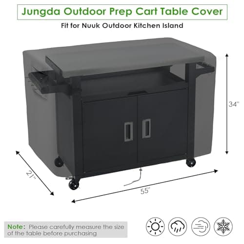 Jungda Outdoor Prep Cart Cover for Nuuk 42 Inch Outdoor Kitchen Island and BBQ Serving Cart,Heavy Duty Waterproof Patio Prep Table Cover Grill Carts Covers - Thumbnail 2