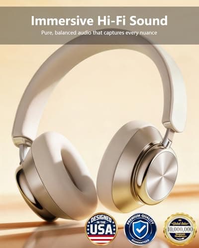 Wentronic Y03 Bluetooth Headphones Wireless Active Noise Cancelling Over Ear Headphones 48 Hours Playtime High Sound Quality 6 EQ Music Mode Headphones with Soft Ear Cushion - Starlight - Thumbnail 2