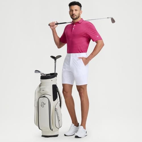 M MAELREG Polo Shirts for Men Quick Dry Stretch Striped Dress Business Shirts Short Sleeve Outdoor Golf Shirt - Thumbnail 6