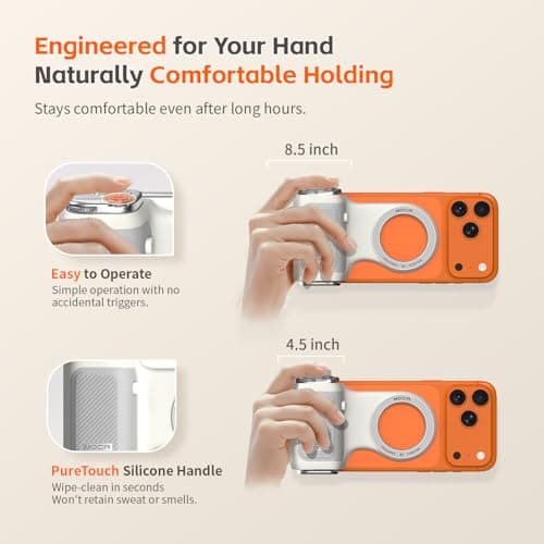 COMITOK MOCA - iPhone Camera Grip - for Native Camera Control with Removable Remote & Built-in Keychain, Magnetic Phone Camera Grip No Need App Support iOS26/17/18, Fun Shot Magnetic Grip with 1/4 Nut - Thumbnail 4