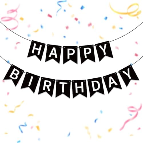 Oeyliz Happy Birthday Banner Black Happy Birthday Sign Birthday Decorations for Birthday Party Backdrop Wall Decor Black Birthdays Sign for Men Women Party Supplies