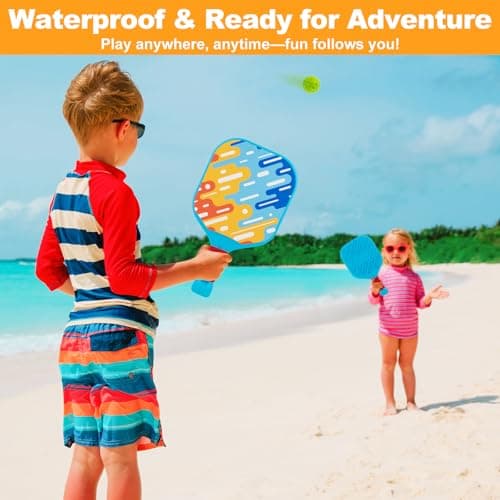 Kids Pickleball Paddles - Easter Gift Basket Stuffers Outdoor Beach Pool Yard Game Toy for Kid Ages 4 5 6 7 8 Year Old Boys & Girl, Ball Set of 2, Lightweight & Durable Grip for Small Hand, Beginner - Thumbnail 5