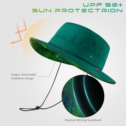 UVSAI UPF 50+ Foldable Sun Hat Patterned Under Brim Bucket Hats for Summer Hiking Fishing Beach Safari Men Women - Thumbnail 5