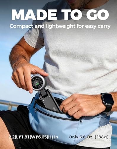 Diveblues Portable Handheld Turbo Fan, 5 Gear Wind, Battery Operated, Up to 12 Working Hours, 3 IN 1 Hand Fan with Air Turbo Tech Cooling Fan for Outdoor Activities, Travel, Working, Obsidian black - Thumbnail 5