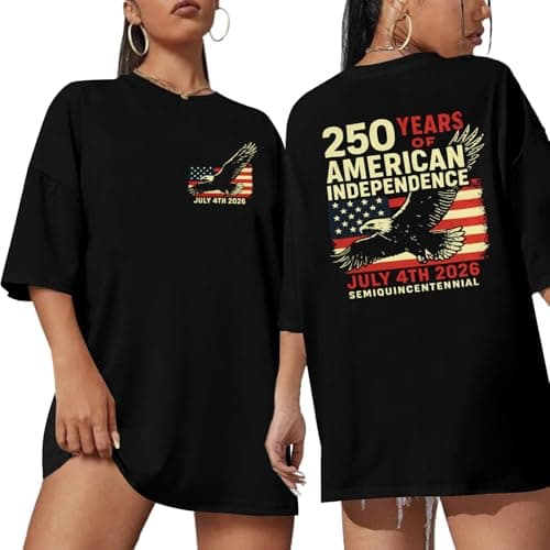 America Shirts for Women Land of The Free Because of The Brave Shirt USA Patriotic Tee 4th of July Outfit Oversized T-Shirt