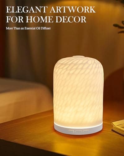 Onaboviva Essential Oil Diffuser - 2.4MHz Ultrasonic Ceramic Diffuser for Home, 120ml, Pulse&Continuous Mist, Bright/Dim/Breathing Lighting, Waterless Auto-Off, Aromatherapy Diffuser with USB Cable - Thumbnail 6
