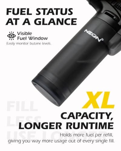 NEON 5 Pack Torch Lighters with Visible Fuel Window Jet Flame Multi Utility Lighter, Windproof, Safe, Butane Refillable Torch Lighter for Candle Grill BBQ Fireplaces - Thumbnail 4