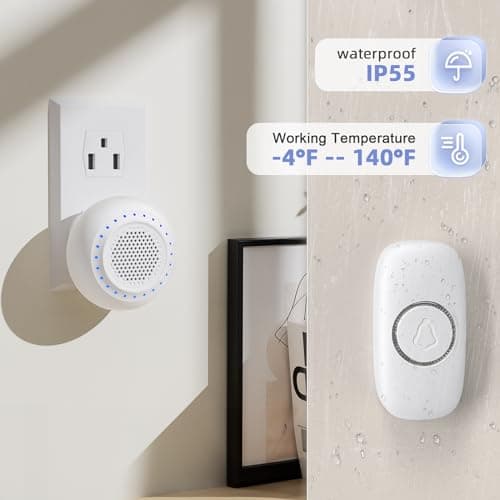 Doorbell Wireless Classroom Doorbell - PHYSEN Door Bells Ringer Chimes Wireless - Operating at 1000ft Range, 48 Ringtones, 4 Volume Levels, LED Flash - Waterproof Wireless Doorbells for Home Kids Room - Thumbnail 5