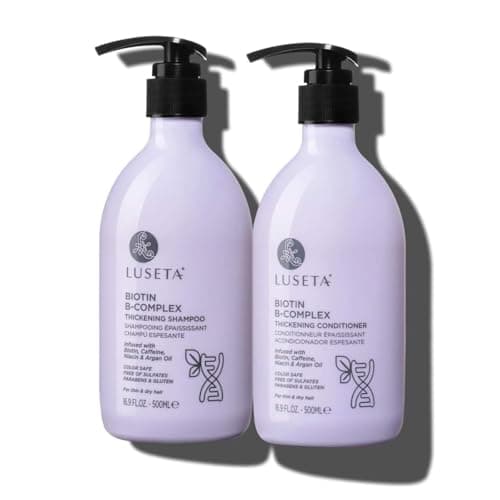 LUSETA Thickening & Hair Strengthening Care- Biotin B-Complex Shampoo and Conditioner Set for Thinning Hair. Routine Volumizing Formula with Niacin, Caffeine & Argan Oil, for Women and Men, 2 x 16.9oz