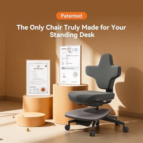 Newtral Standing Desk Chair, Standing Mate Chair for Sit-Stand, Ergonomic Leaning Perch Chair with Anti-Fatigue Mat, Standing Stool, Saddle Chair, Height Adjustable Home Office Posture Seat-MT-L-DG - Thumbnail 5