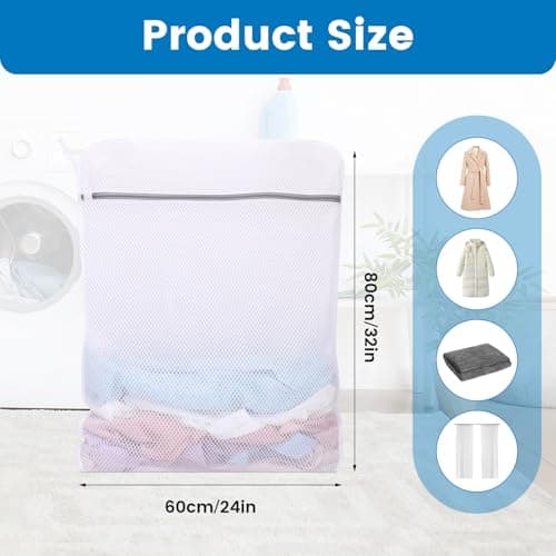 Dntorx 2 XX-Large Durable Honeycomb Mesh Laundry Bags for Delicates with Zipper, 24 x 32 Inches Reusable Laundry Bag Mesh Wash Bags for Washing Machine for Cotton Clothes, Coats, Sweater, Sheet, Shoes - Thumbnail 2