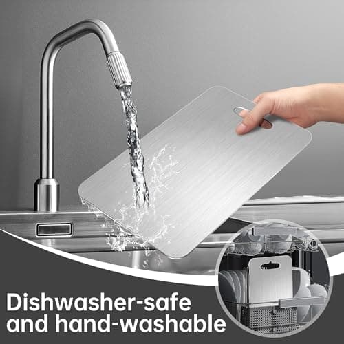 Titanium Cutting Board - Katuchef 100% Pure Titanium Cutting Boards for Kitchen Double Sided Non Toxic Titanware for Meat/Vegetables, Hygiene Durable Dishwasher Safe Metal Chopping Board Small - Thumbnail 6