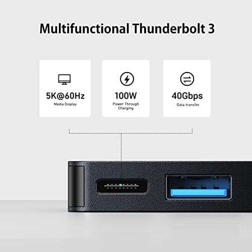 RayCue USB C Hub Adapters for MacBook Pro/MacBook Air M1 M2 M3 2023 2022 2021 2020 2019 13" 14" 15" 16", 6-in-2 Multiport MacBook Adapter with Thunderbolt 3, 3 USB 3.0 Ports, SD/TF Card Reader - Thumbnail 4