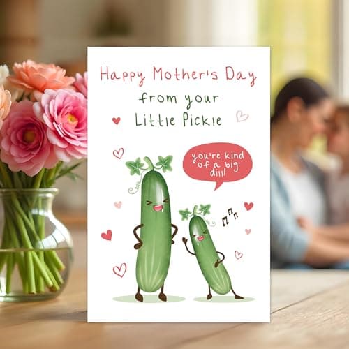Qiyepbro Funny Pickle Pun Mother's Day Card, Humorous Mothers Day Cards Gifts for Mom, Happy Mothers Day from Your Little Pickle - Thumbnail 6