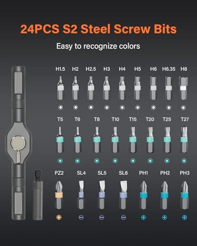 24 in 1 Magnetic Ratchet Screwdriver Set, DIY Mini Screwdriver Set, Multi Bit Magnetic Drive Set with Detachable Ratchet Handle, Portable Precision Repair Tool Kit for Furniture Computer Bicycle - Thumbnail 5