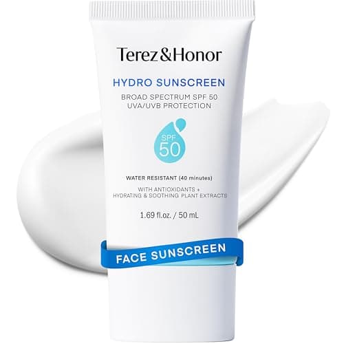 Terez & Honor Sunscreen for Face: Hydrating Face Sunscreen Broad Spectrum SPF 50 with UVA/UVB Protection - Moisturizing, Soothing, Water-Resistant, No-White Cast & Non-Greasy - Korean Sun Care 1.69oz - Image 1