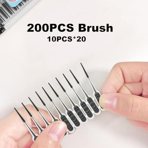 Maoerdental 200PCS Interdental Brush with Soft Rubber Handle,Disposable Dental Picks for Teeth Cleaning,Dental Picks with Convenient PP Case (Black) - Thumbnail 4