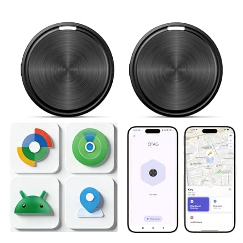 Air Tags-2 Pack Tracker Tag for iOS and Android, Work with Google Find Hub & Apple Find My APP, Long Battery Life, for Keys/Luggage/Suitcase/Backpack/Wallet, Black - Image 1