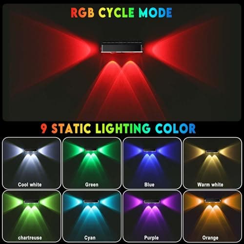 Solar Fence Lights 8 Pack Solar Fence Lights Outdoor with 3-Side Lighting, 9 Colors＆11 Lighting Modes, IP65 Waterproof, Fence Lights Solar Powered for Outside Wall Backyard Step Patio Deck Garden - Thumbnail 2