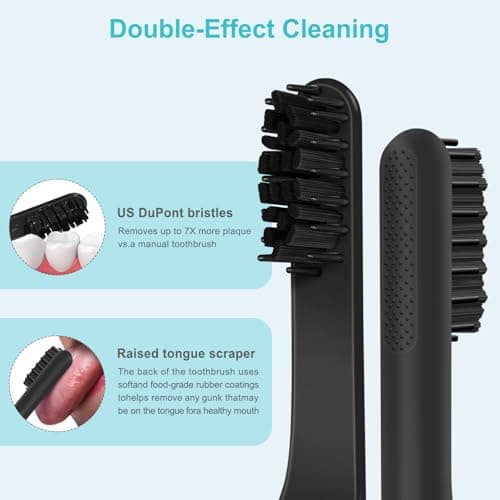 Toothbrush Replacement Heads Compatible with Quip Sonic Toothbrushes - Adult Refill Electric Toothbrush Heads, Black, Pack of 4 - Thumbnail 3